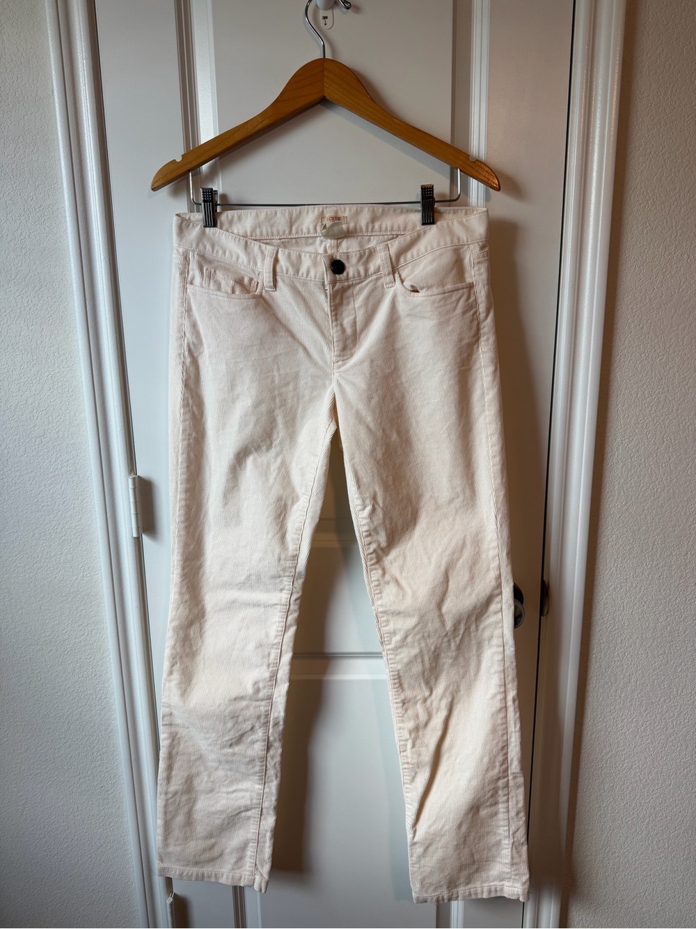 J.Crew Cream Corduroy Straight-Leg Jeans
